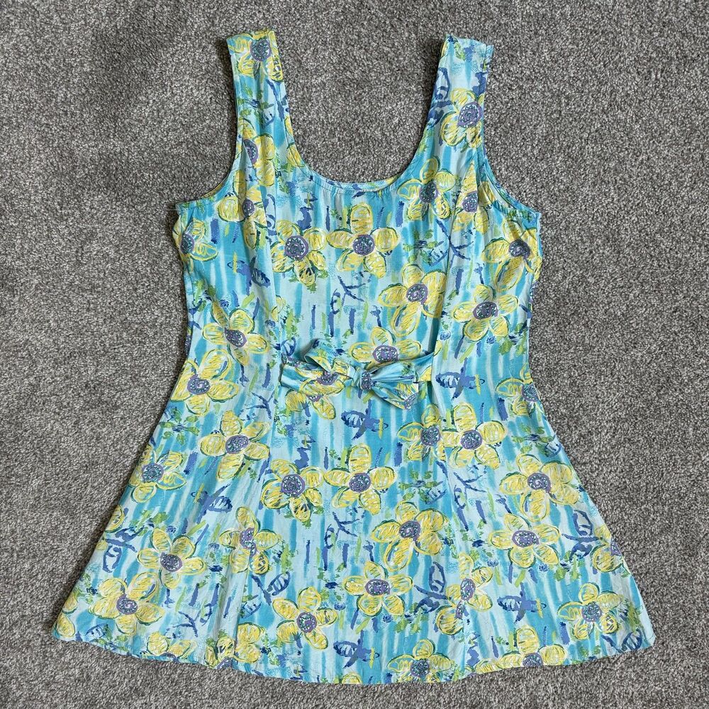 Vintage Big Hed Designs Dress Womens Small Blue Floral Sundress USA 90s Y2K - Picture 2 of 10